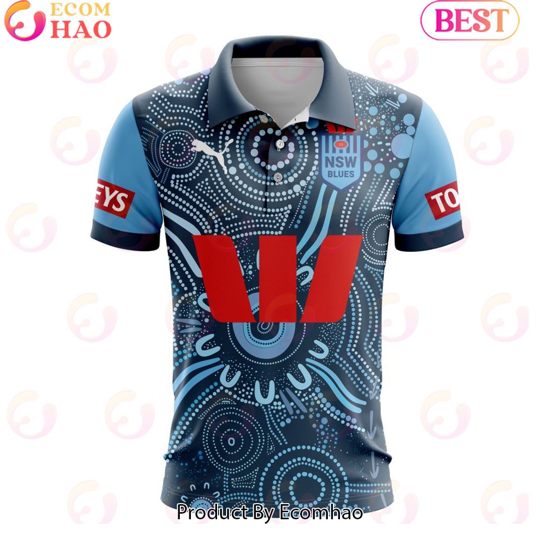 NSW Blues State Of Origin Personalized 2024 Indigenous Polo Shirt