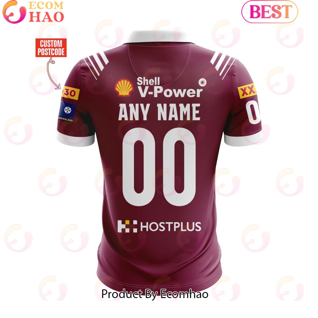 QLD Maroons State Of Origin Customized Postcode 2024 Polo Shirt