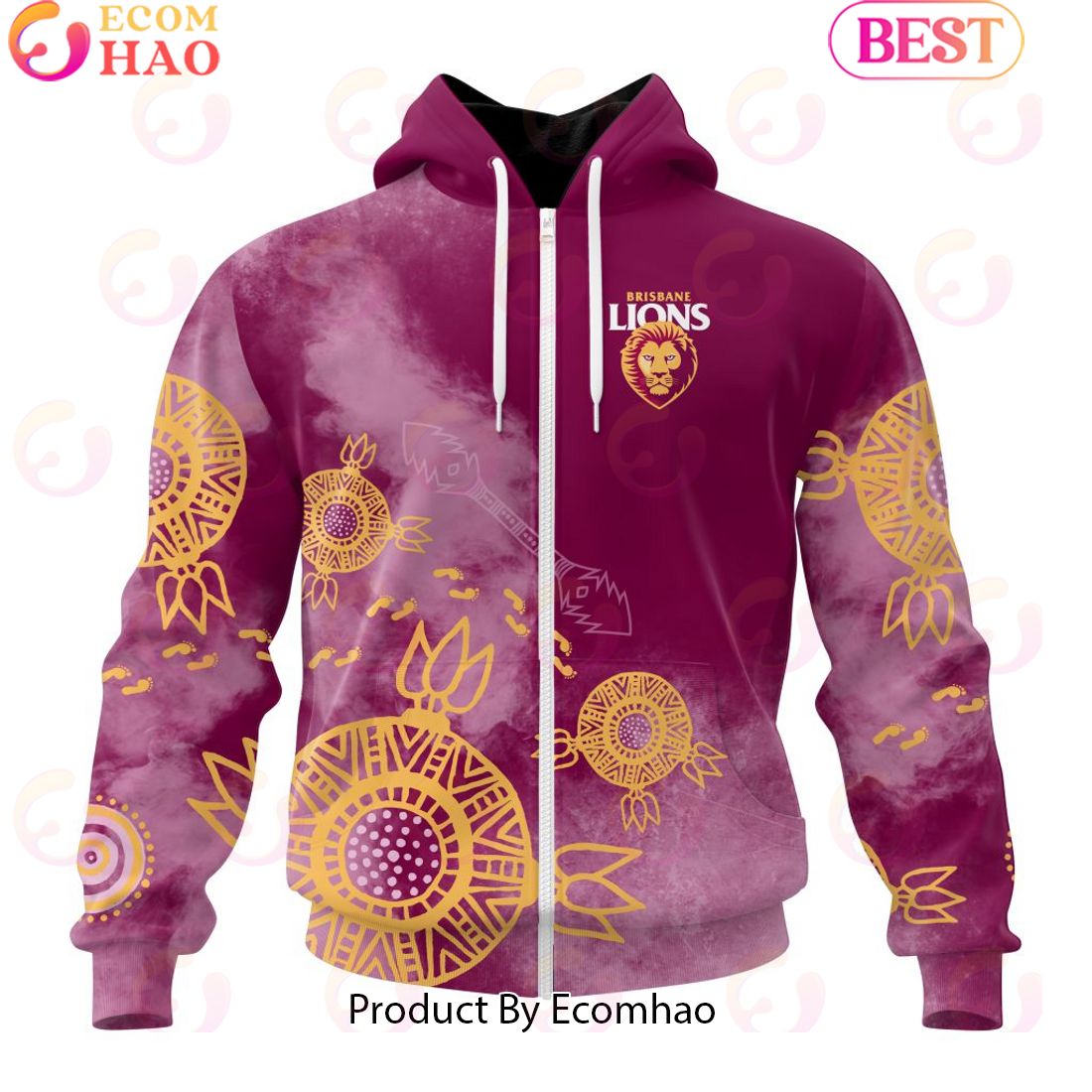 Personalized AFL Brisbane Lions Special Indigenous Training Design Kits 3D Hoodie