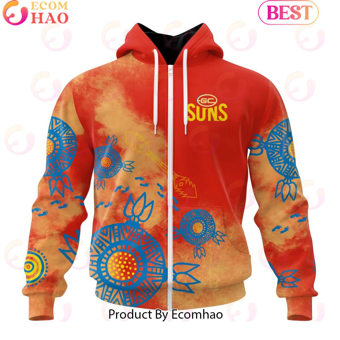 Personalized AFL Gold Coast Suns Special Indigenous Training Design Kits 3D Hoodie