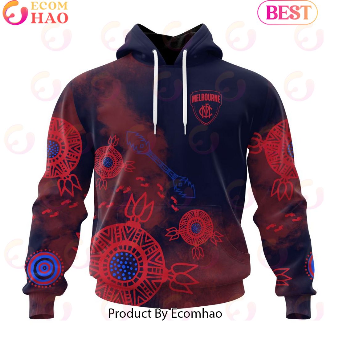 Personalized AFL Melbourne Football Club Special Indigenous Training Design Kits 3D Hoodie