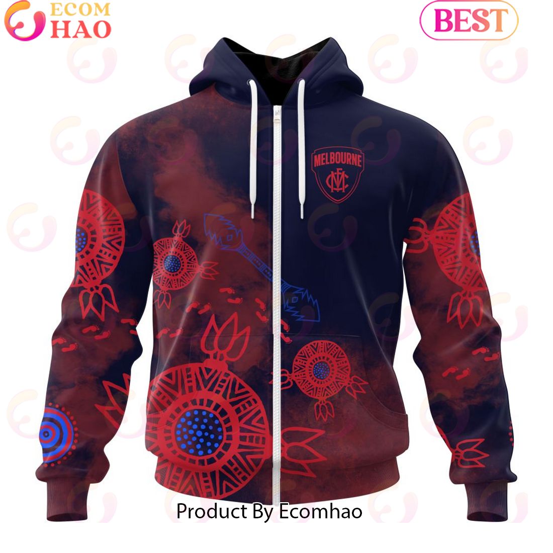 Personalized AFL Melbourne Football Club Special Indigenous Training Design Kits 3D Hoodie