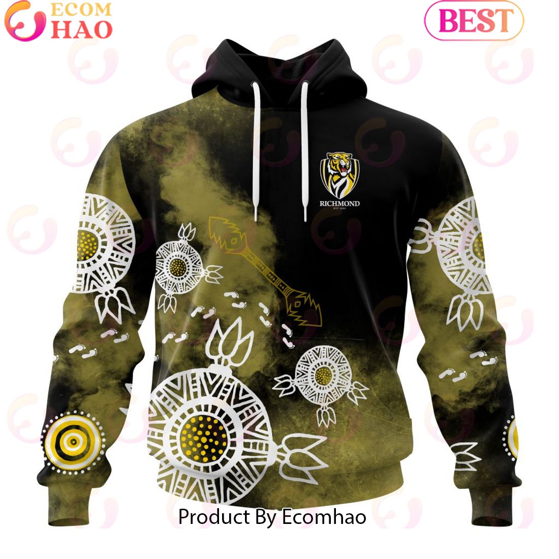 Personalized AFL Richmond Tigers Special Indigenous Training Design Kits 3D Hoodie