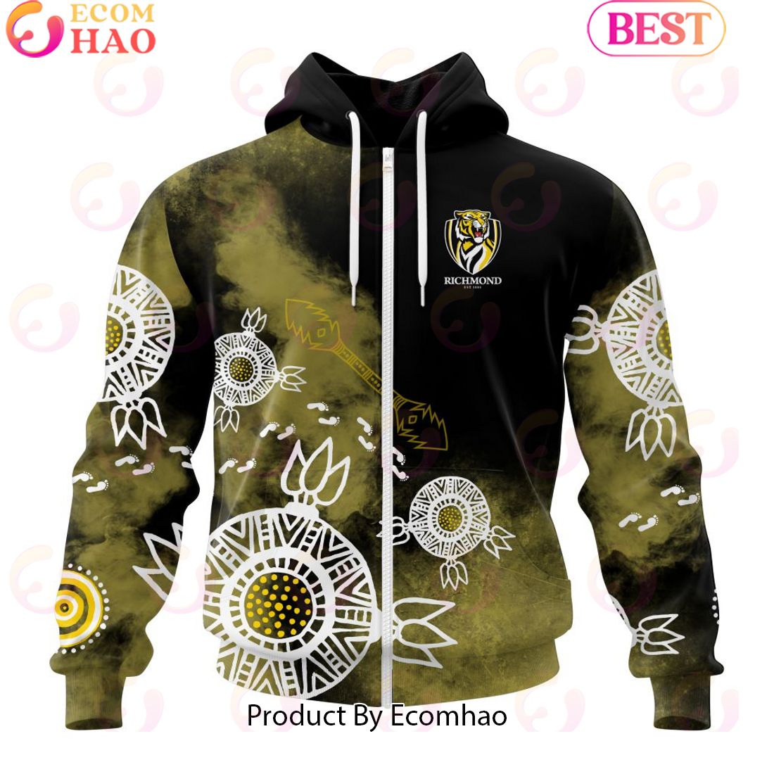 Personalized AFL Richmond Tigers Special Indigenous Training Design Kits 3D Hoodie