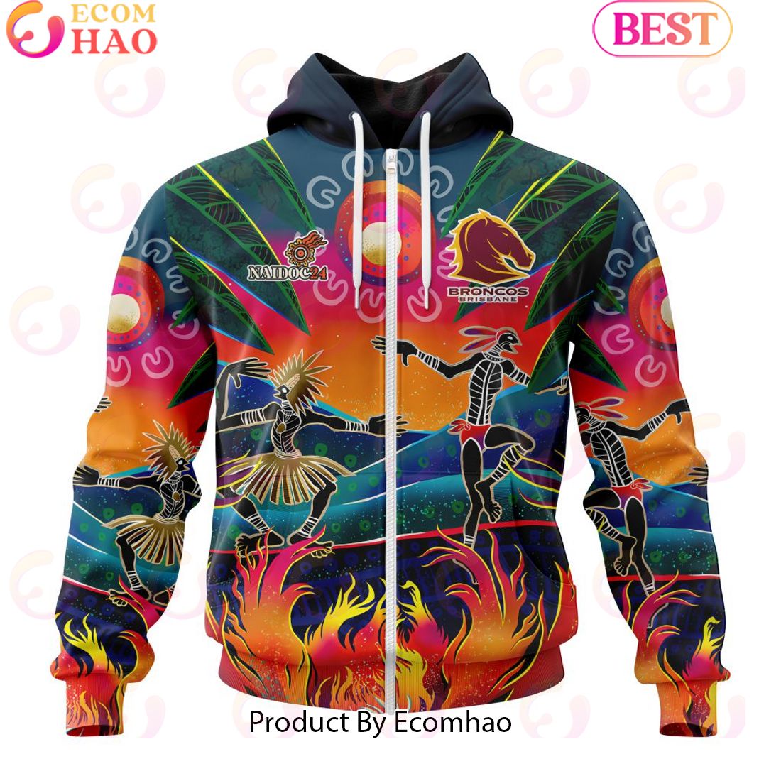 Personalized NRL Brisbane Broncos Special NAIDOC Week 2024 Keep The Fire Burning Design 3D Hoodie