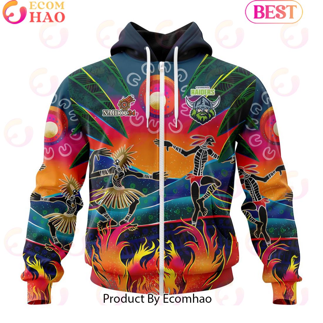 Personalized NRL Canberra Raiders Special NAIDOC Week 2024 Keep The Fire Burning Design 3D Hoodie