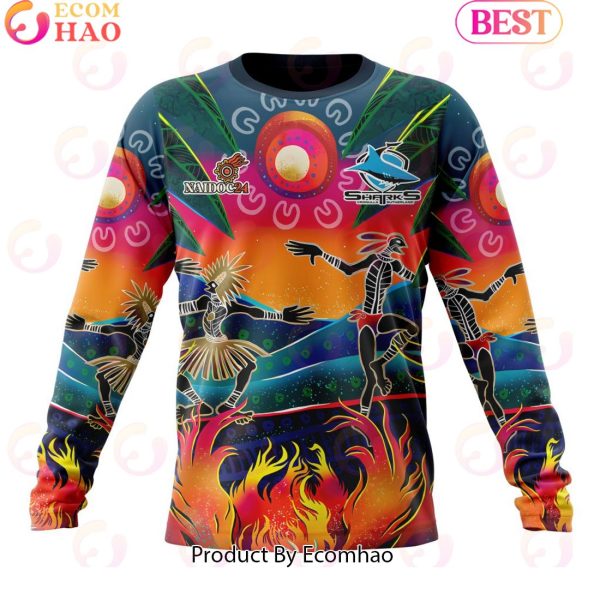 Personalized NRL Cronulla-Sutherland Sharks Special NAIDOC Week 2024 Keep The Fire Burning Design 3D Hoodie
