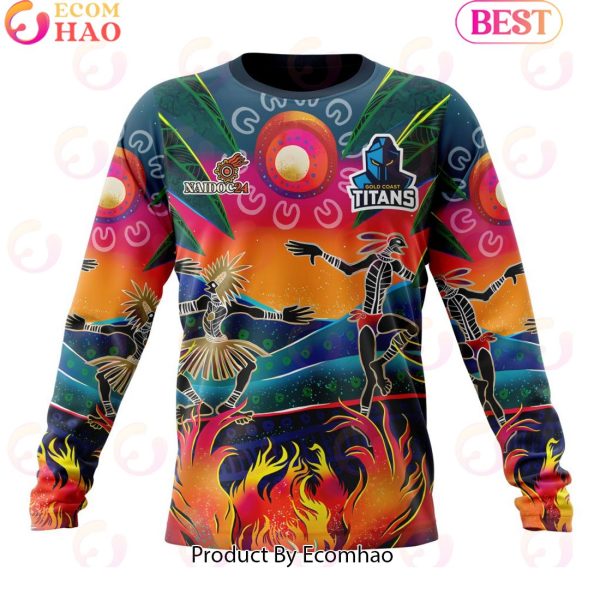 Personalized NRL Gold Coast Titans Special NAIDOC Week 2024 Keep The Fire Burning Design 3D Hoodie