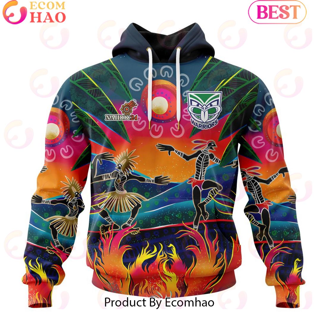 Personalized NRL New Zealand Warriors Special NAIDOC Week 2024 Keep The Fire Burning Design 3D Hoodie