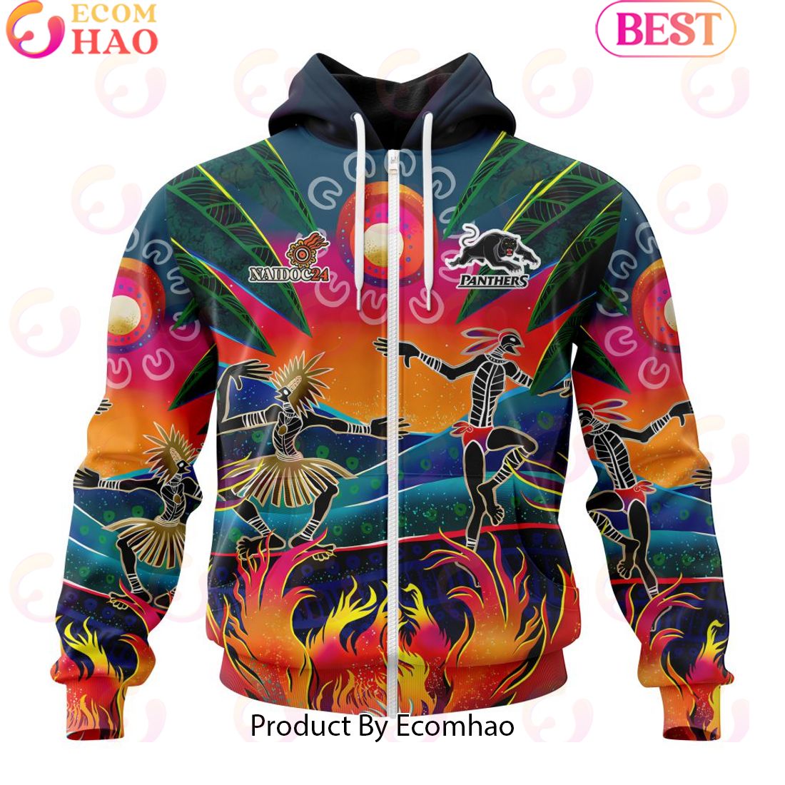 Personalized NRL Penrith Panthers Special NAIDOC Week 2024 Keep The Fire Burning Design 3D Hoodie