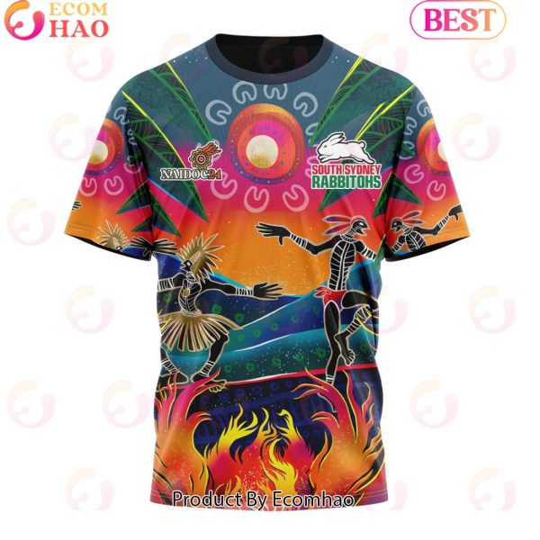 Personalized NRL South Sydney Rabbitohs Special NAIDOC Week 2024 Keep The Fire Burning Design 3D Hoodie