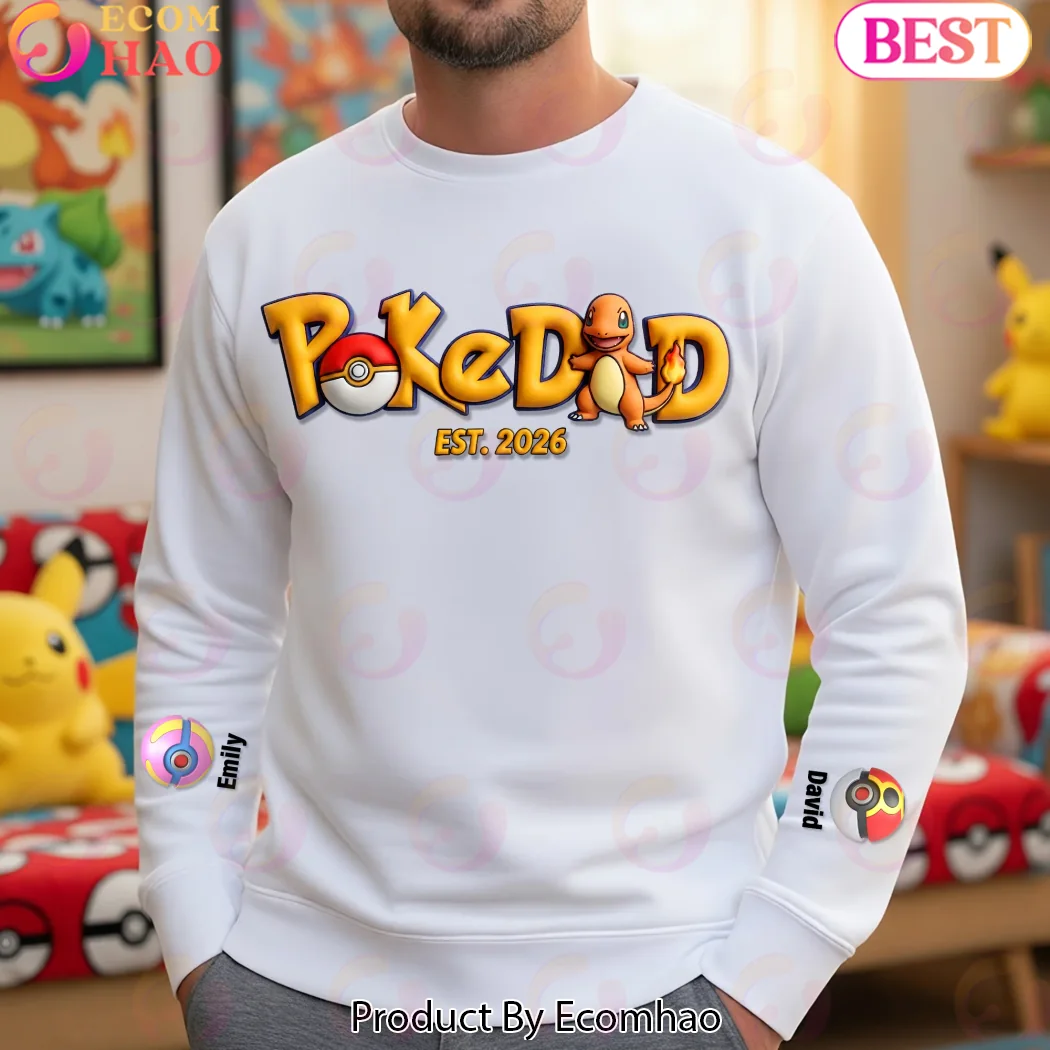 Personalized PokeDad Est. 2026 Charmander Pokémon New Dad Gift Sweatshirt Personalized PokeDad Est. 2026 Charmander Pokémon New Dad Gift Sweatshirt