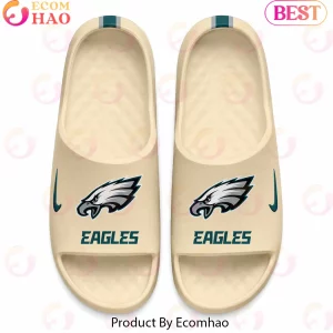 Philadelphia Eagles Custom Name Personalized Beige Unisex Slide Sandals