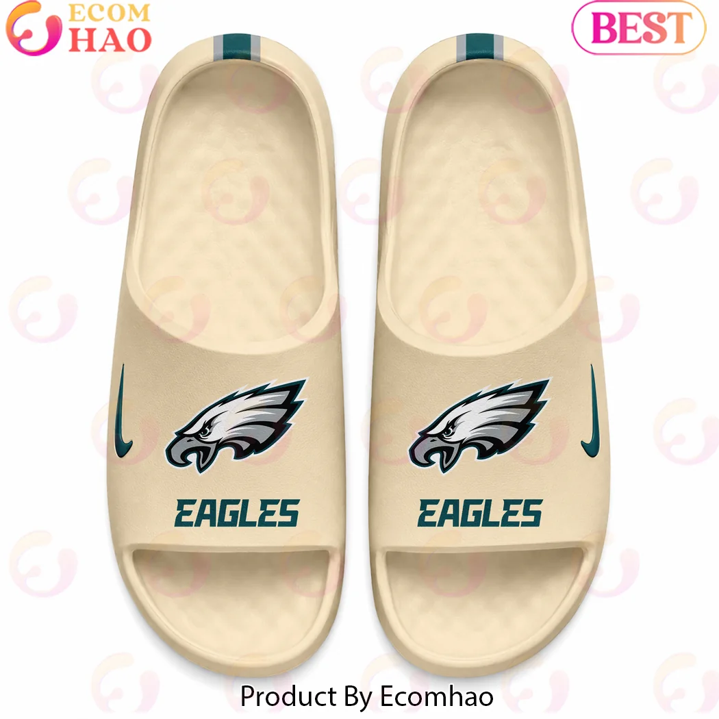 Philadelphia Eagles Custom Name Personalized Beige Unisex Slide Sandals Philadelphia Eagles Custom Name Personalized Beige Unisex Slide Sandals