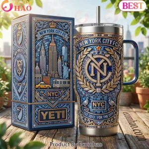 New York City FC MLS Est 2013 Luxury 3D Mosaic Skyline 40oz Stainless Steel Insulated Tumbler