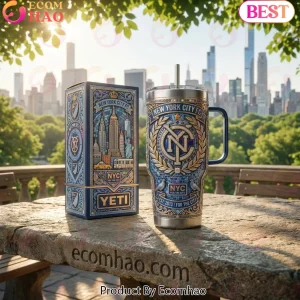 New York City FC MLS Est 2013 Luxury 3D Mosaic Skyline 40oz Stainless Steel Insulated Tumbler