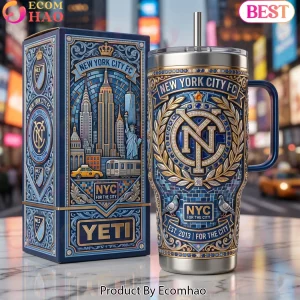 New York City FC MLS Est 2013 Luxury 3D Mosaic Skyline 40oz Stainless Steel Insulated Tumbler