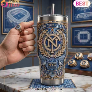 New York City FC MLS Est 2013 Luxury 3D Mosaic Skyline 40oz Stainless Steel Insulated Tumbler