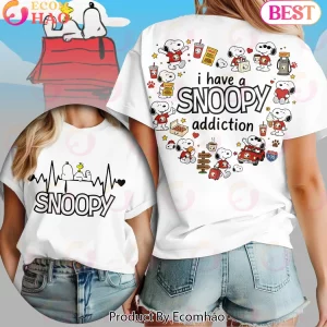 Funny Peanuts Snoopy Heartbeat I Have A Snoopy Addiction Cute Graphic T-Shirt