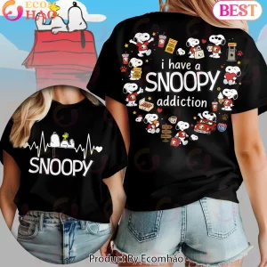 Funny Peanuts Snoopy Heartbeat I Have A Snoopy Addiction Cute Graphic T-Shirt