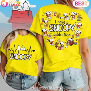 Funny Peanuts Snoopy Heartbeat I Have A Snoopy Addiction Cute Graphic T-Shirt