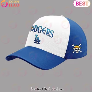 Los Angeles Dodgers x One Piece Anime Straw Hat Pirates Crossover Blue and White Baseball Cap