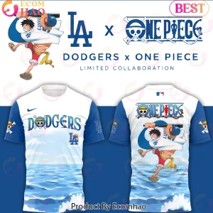 Los Angeles Dodgers x One Piece Anime Straw Hat Pirates Crossover Blue and White Baseball Cap