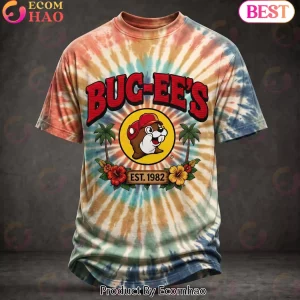 Buc-ee's Est 1982 Retro Texas Beaver Tropical Palm Tree Tie-Dye T-Shirt