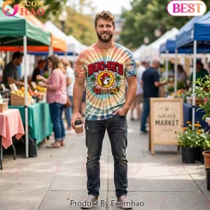 Buc-ee's Est 1982 Retro Texas Beaver Tropical Palm Tree Tie-Dye T-Shirt