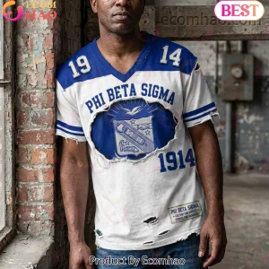 Phi Beta Sigma 1914 Fraternity Divine Nine Distressed Vintage Royal Blue V-Neck Jersey T-Shirt