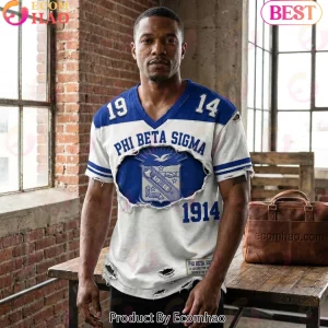 Phi Beta Sigma 1914 Fraternity Divine Nine Distressed Vintage Royal Blue V-Neck Jersey T-Shirt