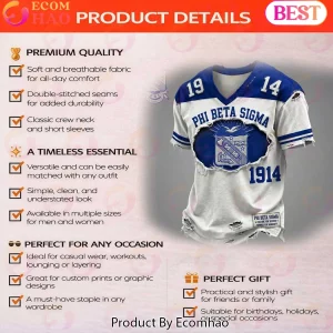 Phi Beta Sigma 1914 Fraternity Divine Nine Distressed Vintage Royal Blue V-Neck Jersey T-Shirt