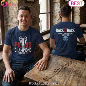 Paris Saint-Germain PSG UCL Champions Budapest 2026 Back to Back Soccer Fan Graphic T-Shirt
