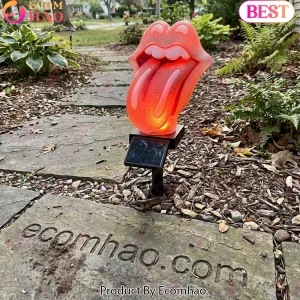 The Rolling Stones Tongue and Lips Classic Rock Solar Powered LED Outdoor Decorative Solar Garden Light