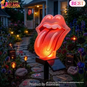The Rolling Stones Tongue and Lips Classic Rock Solar Powered LED Outdoor Decorative Solar Garden Light