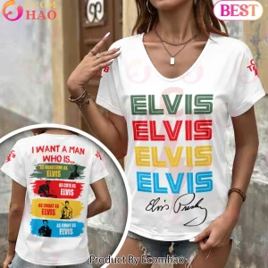 Elvis Presley Retro Rock and Roll TCB Logo Funny Quote Graphic Women's V-Neck T-Shirt