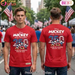 Disney Mickey And Friends 250 Years Of America Patriotic 4th Of July Red 3D T-Shirt