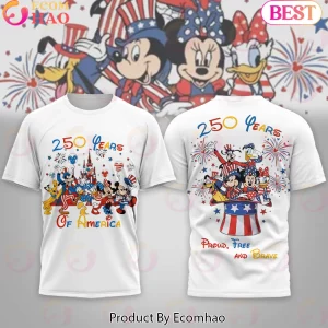 Disney Mickey And Friends 250 Years Of America Patriotic 4th Of July Red 3D T-Shirt