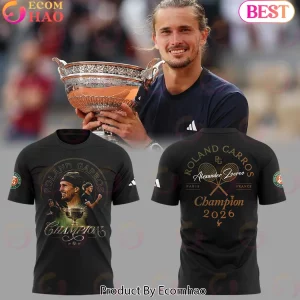 Alexander Zverev Roland Garros French Open 2026 Champion Commemorative Tennis Graphic T-Shirt
