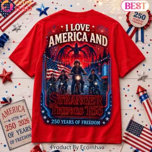 Stranger Things America 250 Years Of Freedom Hawkins Indiana Patriotic Retro Red Graphic T-Shirt