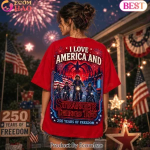 Stranger Things America 250 Years Of Freedom Hawkins Indiana Patriotic Retro Red Graphic T-Shirt