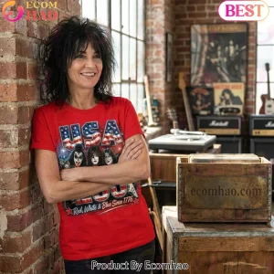 KISS Band Real Women Love KISS Smart Women Love America USA 250 Years Of Freedom Patriotic T-Shirt