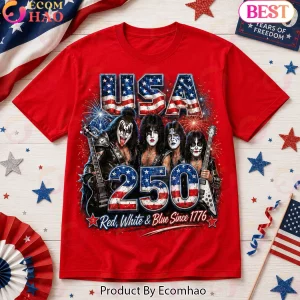 KISS Band Real Women Love KISS Smart Women Love America USA 250 Years Of Freedom Patriotic T-Shirt