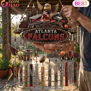 Atlanta Falcons NFL Football Rise Up 3D Mascot Premium Metal Garden Patio Hanging Wind Chime