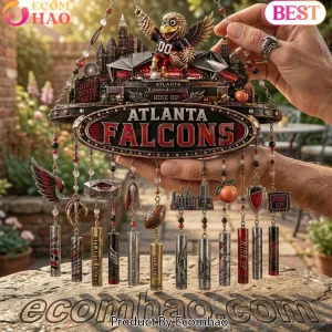 Atlanta Falcons NFL Football Rise Up 3D Mascot Premium Metal Garden Patio Hanging Wind Chime
