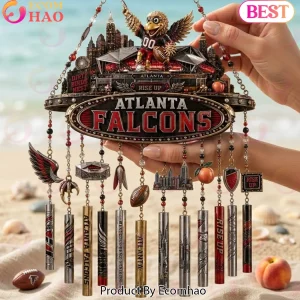 Atlanta Falcons NFL Football Rise Up 3D Mascot Premium Metal Garden Patio Hanging Wind Chime