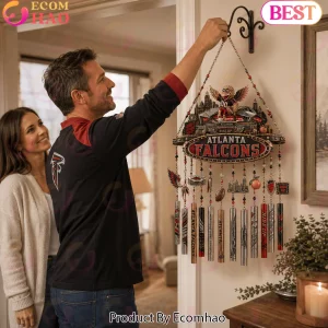 Atlanta Falcons NFL Football Rise Up 3D Mascot Premium Metal Garden Patio Hanging Wind Chime