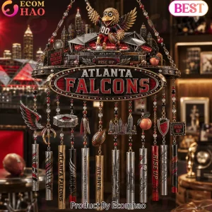 Atlanta Falcons NFL Football Rise Up 3D Mascot Premium Metal Garden Patio Hanging Wind Chime