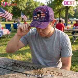 Prince American Legend Purple and Proud 4th of July Patriotic USA Flag Baseball Cap