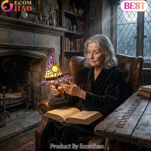 Gothic Witch Hat Tiffany Style Stained Glass USB Decorative Bedside Table Lamp